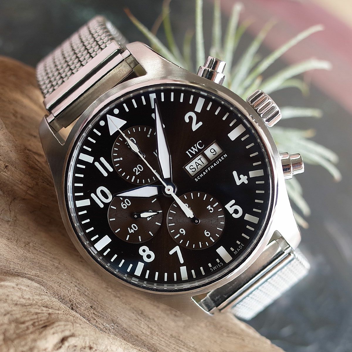 IWC パイロットウォッチ クロノグラフ IW377713 エルミテックス 純正革 