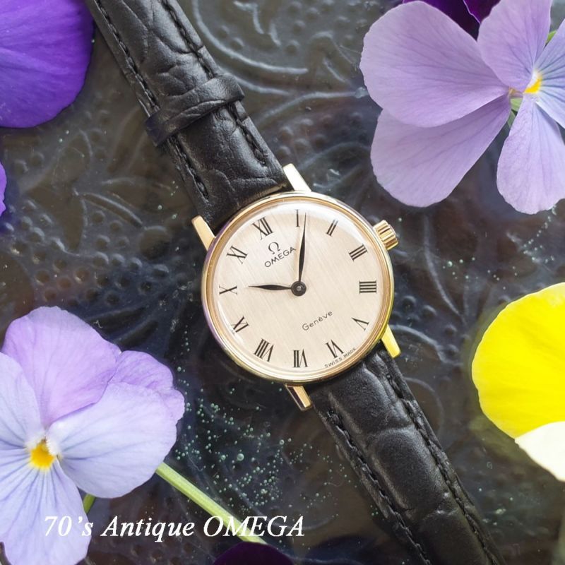 ファッション美品！　OMEGA オメガ　ジュネーブ　手巻き　純正ベルト　レディース腕時計