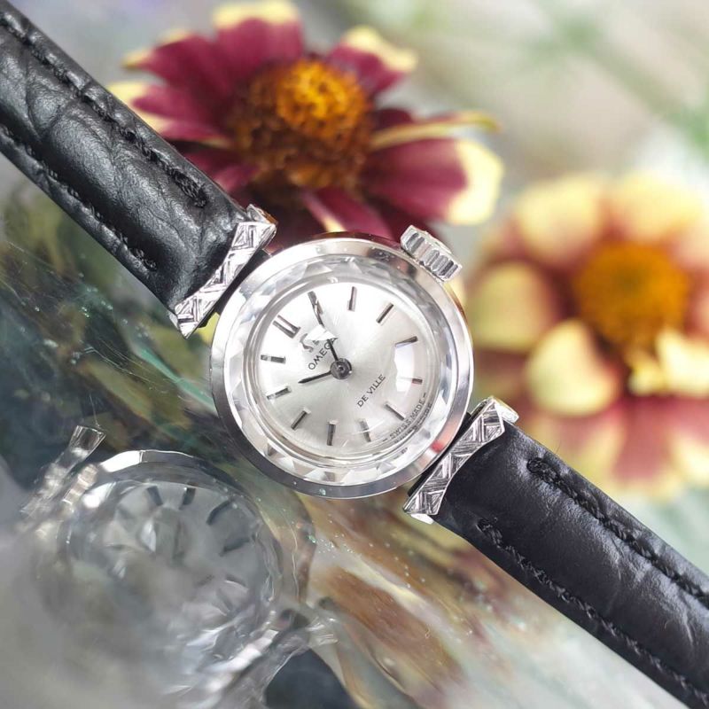 飾りラグ オメガ デビル 70's アンティーク カットガラス SS/GF 新品革ベルト レディース 手巻 腕時計 OMEGA OH済1年保証 |  ブランドショップ パリノ