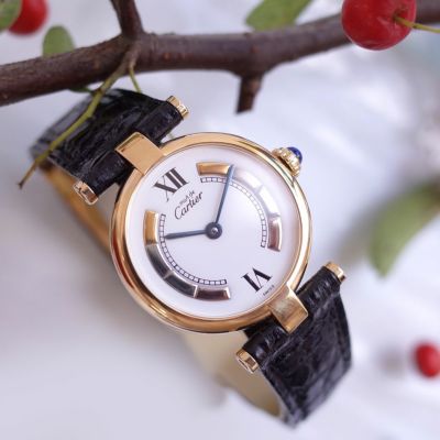 カルティエ マストヴァンドーム SM トリニティ W590004 純正革ベルト 純正バックル レディース QZ CARTIER 腕時計 OH済1年保証