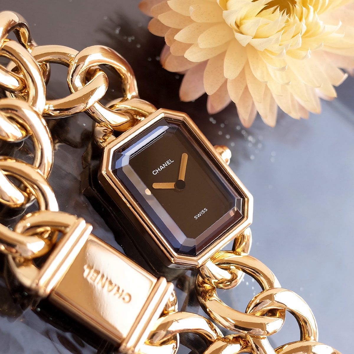 【CHANEL】シャネル プルミエール ブラック ゴールド　腕時計 レディース シャネル CHANEL プルミエール ブラック ゴールド H0003 XLサイズ K18