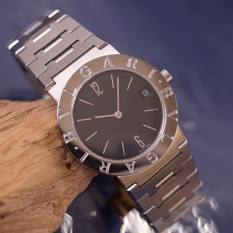BVLGARI ブルガリブルガリ BB30SS 黒文字盤 デイト ボーイズ 30