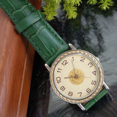 【美品】HERMES 腕時計 ホワイト/ゴールド 分解掃除済み エルメス フォーブル 1Pダイヤ レディース 腕時計 FG1.170