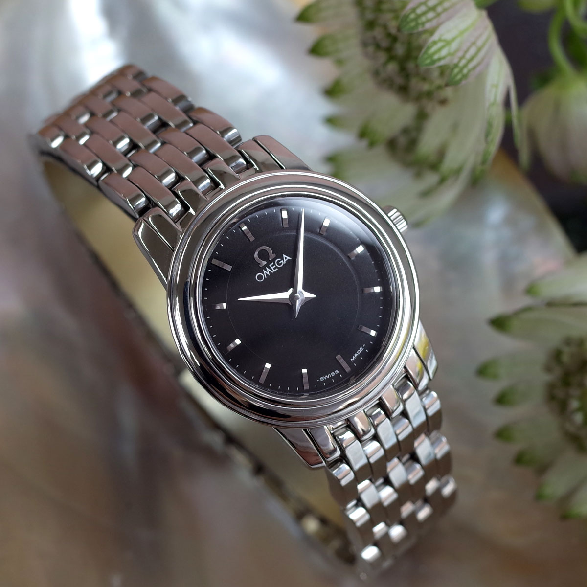 オメガ OMEGA 4570.71 デビル プレステージ シェル文字盤 クォーツ  