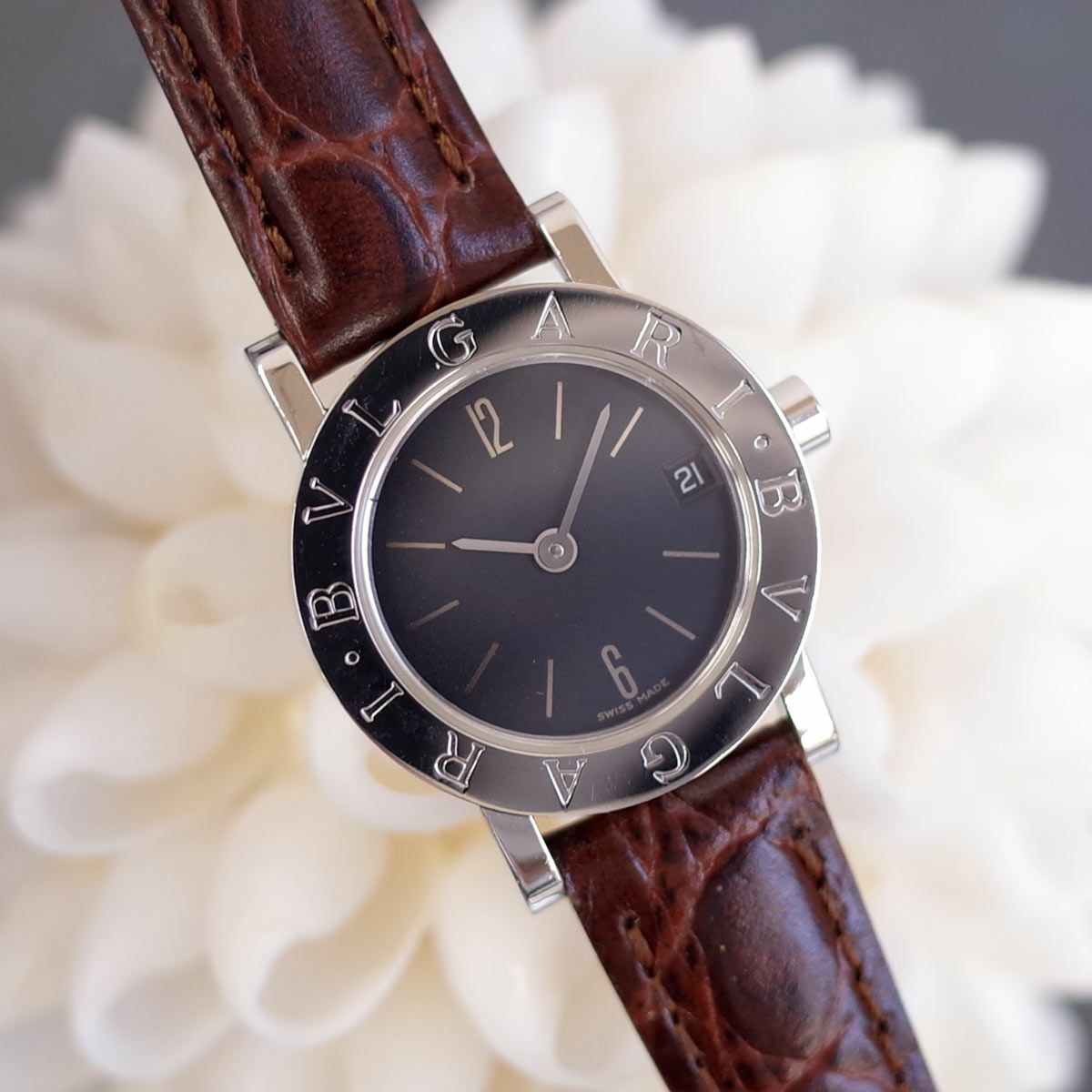 BVLGARI ブルガリブルガリ BB23SLD SS 黒文字盤 デイト 新品革ベルト