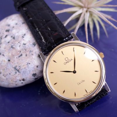 オメガ デビル K18YG/SS コンビ ノンデイト ゴールド リーフ針 7400.11